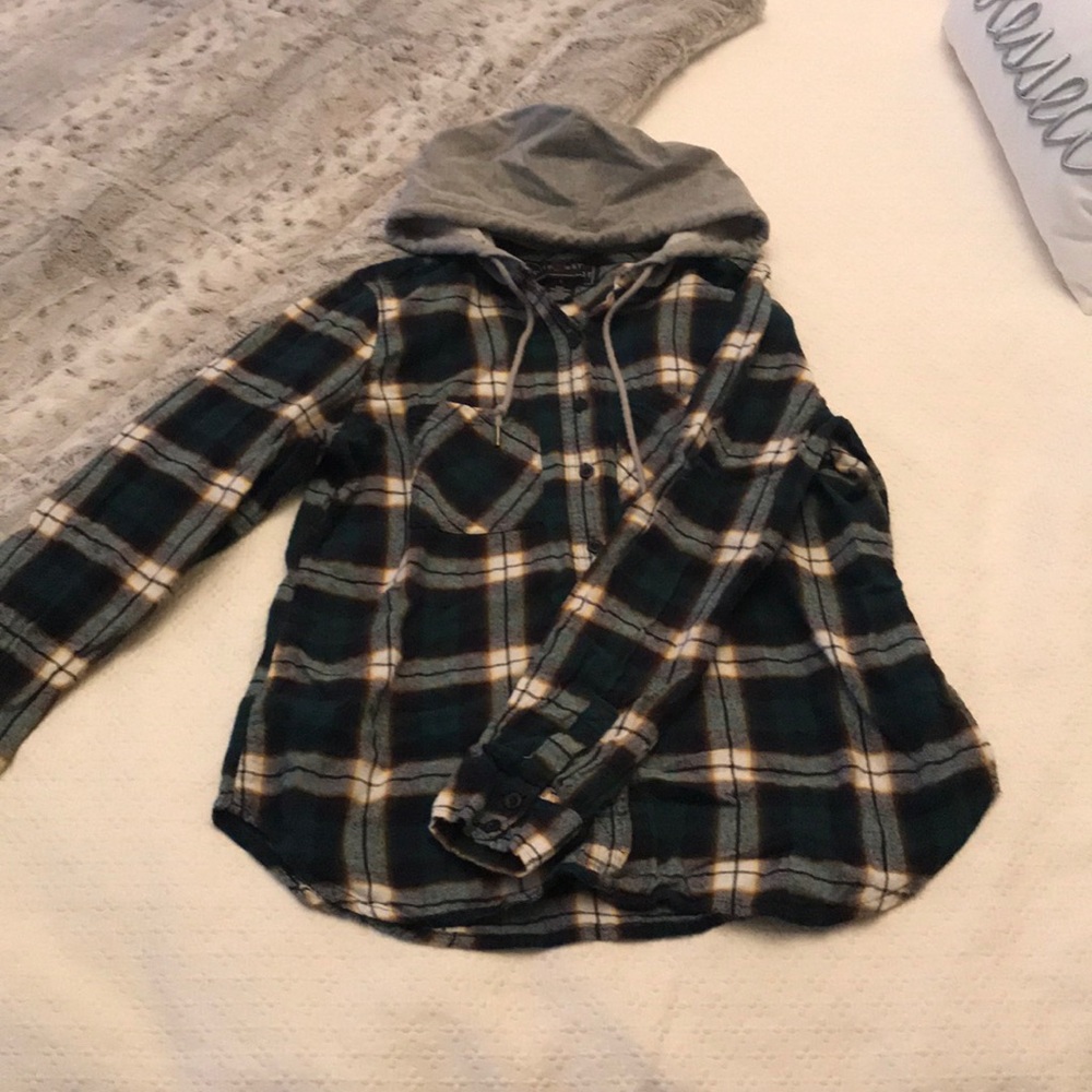 Hooded Blue and Yellow Flannel